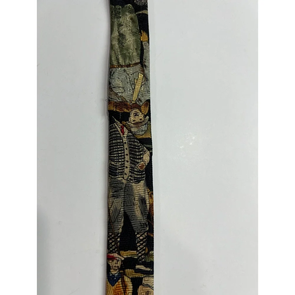 Vintage Tango by Max‎ Raab Necktie Mens OS Black Golf Scene Silk Made in USA E15